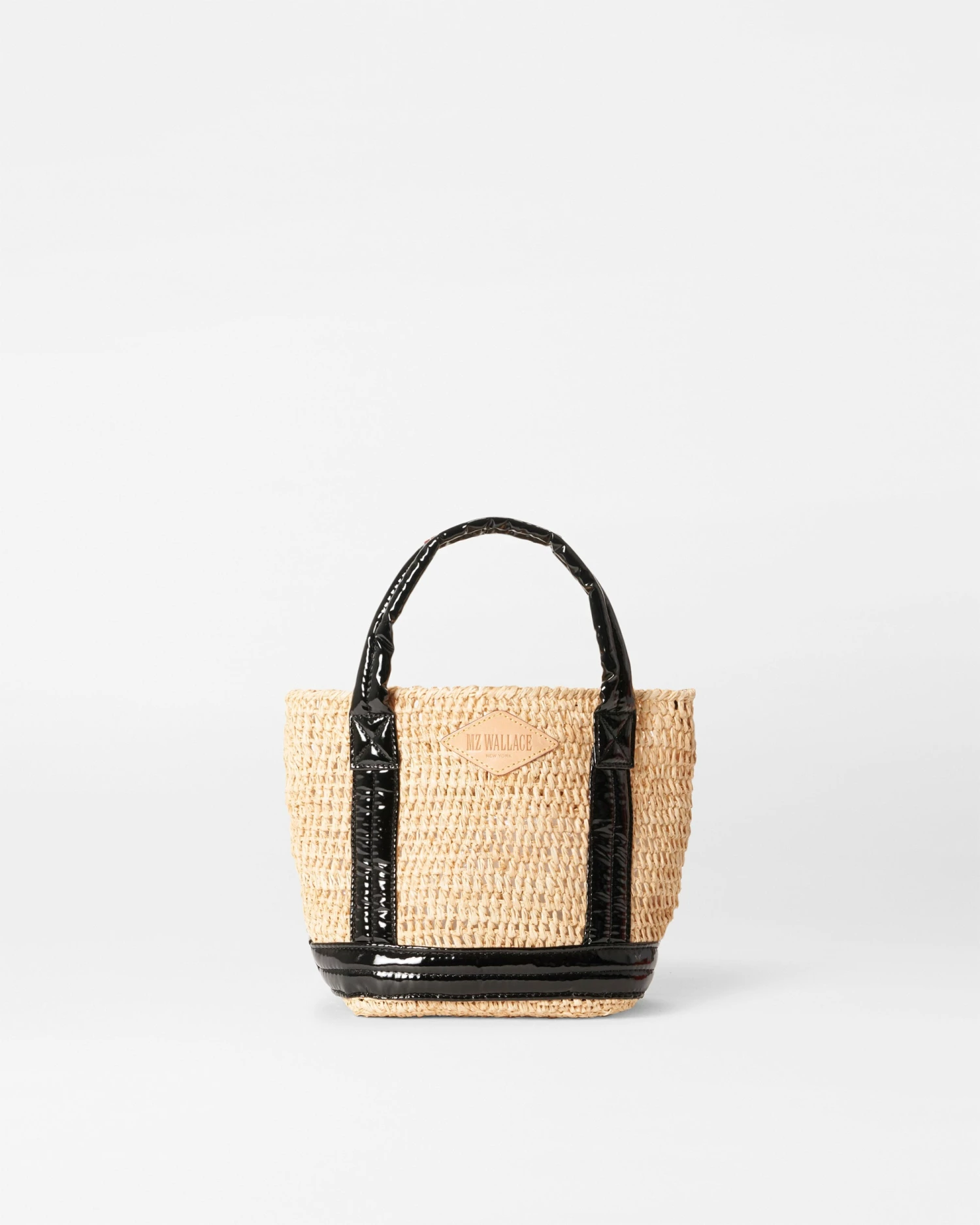 Raffia/Black Lacquer Mini Raffia Tote 3 Raffia/Black Lacquer Mini Raffia Tote