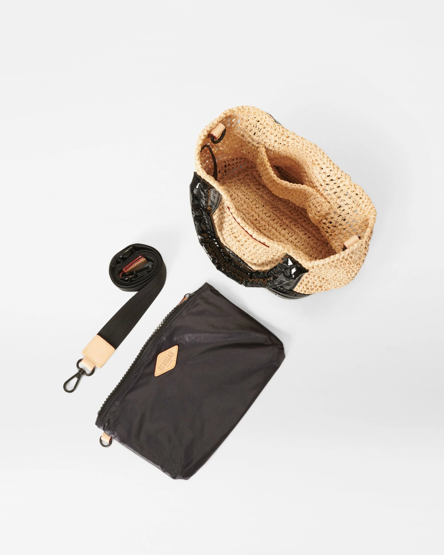 Raffia/Black Lacquer Mini Raffia Tote 6 Raffia/Black Lacquer Mini Raffia Tote - Image 4