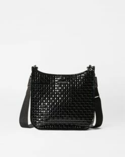 Black Lacquer Woven Box Crossbody