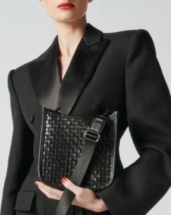 Black Leather Small Woven Box Crossbody -TRAVELPRO Sales 1510N1951 A12